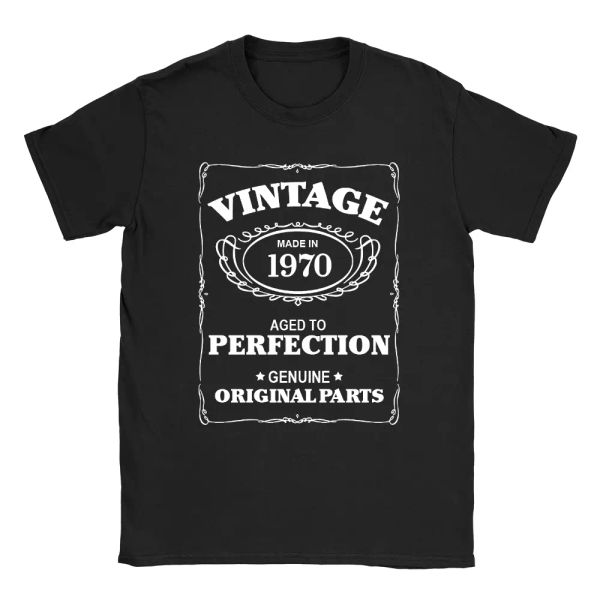 

aged to perfection 1970 mens t-shirt 50th birthday 50 years old gift top, White;black