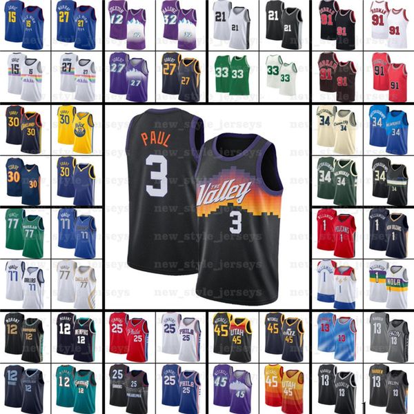 

kevin kyrie harden durant irving antetokounmpo basketball jerseys booker dwyane ja luka morant doncic wade kawhi a3 leonard george luka joel, Black;red