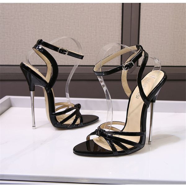 

dress shoes 16cm fetish extreme high heels women sandals ankle strap sm cosplay show party cross dresser drag queen pl, Black