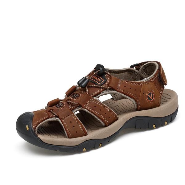 

sandals heren uomo ete summer man slide zandalias rasteira sandles sandalle genuine playa para cuir transpirables erkek sandals-men de, Black