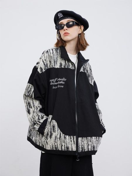 Giubbotti da donna 2021 Arrivo Autunno Patchwork Ricamo Giacca da baseball da uomo oversize Bomber unisex Varsity Letterman Coat Award Chic