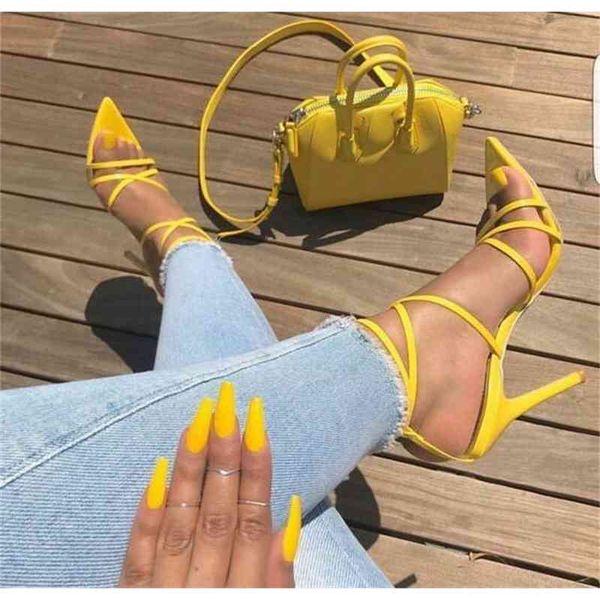 

sandals the transport of the summer warm drop woman solid yellow mark black nudity leather envernised pu strip jumps crosses foot points 120