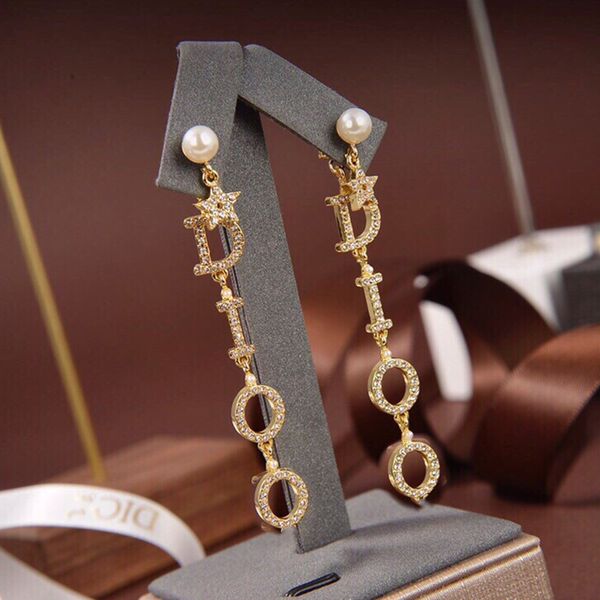 

d home dijia new high version letter star pearl earrings fashion replica customized by women, Golden