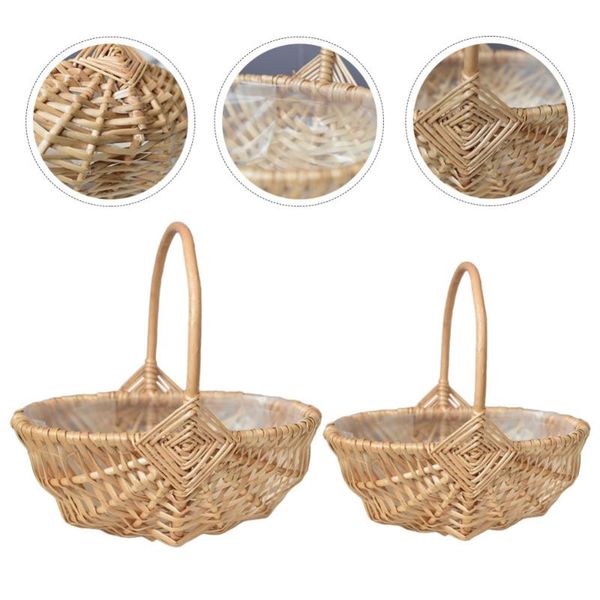 

other garden supplies 2pcs flower baskets handwoven rattan woven handbags room decor