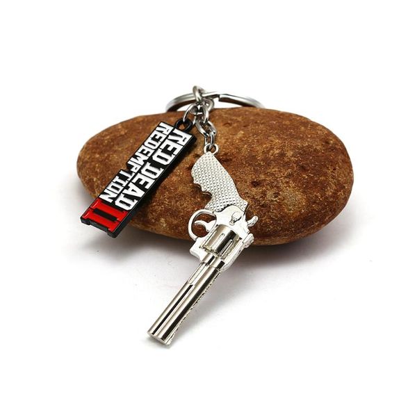 

keychains game red dead redemption 2 keychain silver metal key ring chain 3d gun for men car women bag jewelry