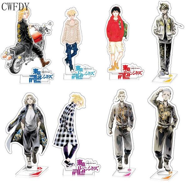 

keychains anime tokyo revengers acrylic stand manjiro ken takemichi hinata atsushi figure model plate cosplay keychain accessories 15cm, Silver