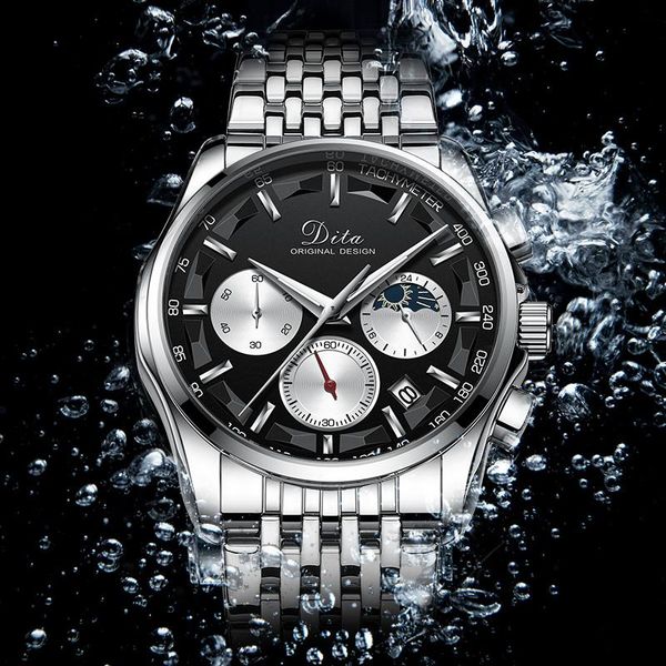 

wristwatches mens watch men fashion chronograph clock date watches for man stainless steel waterproof quartz sports wristwatch reloj hombre, Slivery;brown