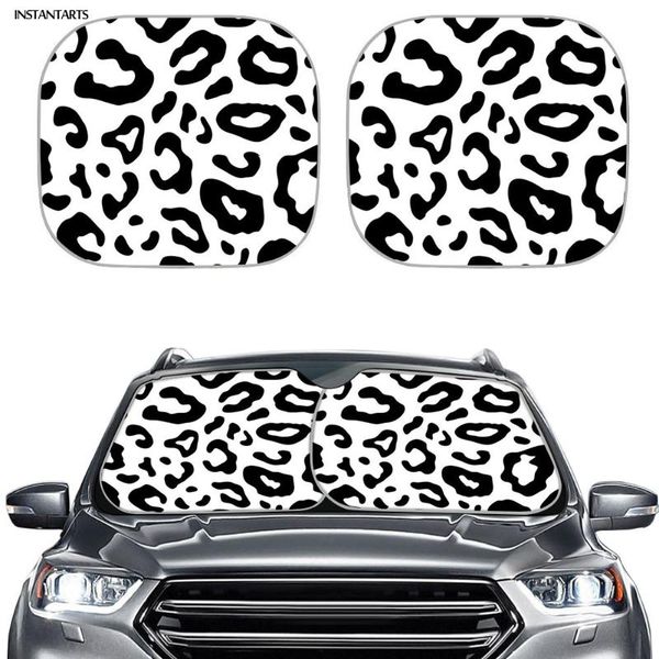 

black with white leopard pattern auto windshield sunshades uv protect foldable side window car sun shades 2pcs/set sunshade