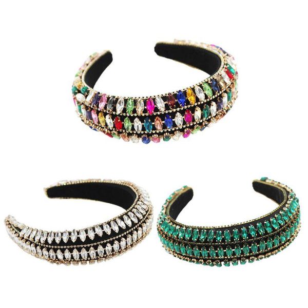 

hair clips & barrettes female baroque tiaras wide headband luxurious crystal rhinestones hoopgirls headwear, Golden;silver