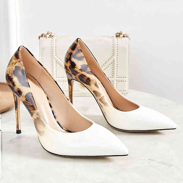 

sandals autumn crystal leopard print pointed toe stiletto heels shallow mouth large small size women's single shoes, Black
