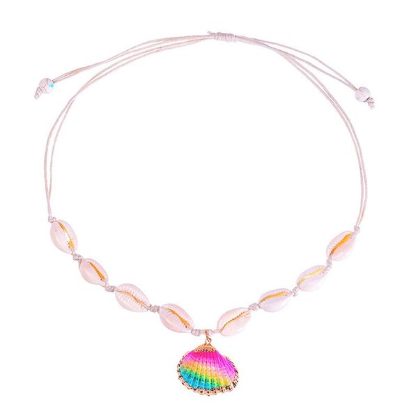 

supply bohemian hawaiian wind natural shell handmade personality knot explosions necklace for women chokers, Golden;silver