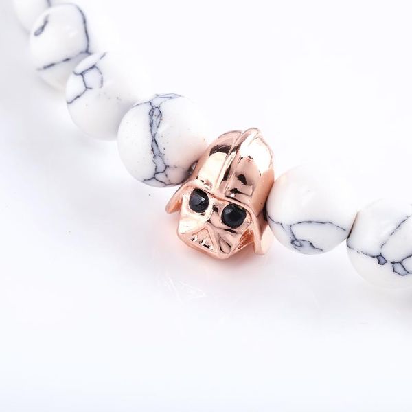 

beaded, strands four-color retro helmet natural milk white stone beads men and women diy bracelet string beautiful universal gift, Black