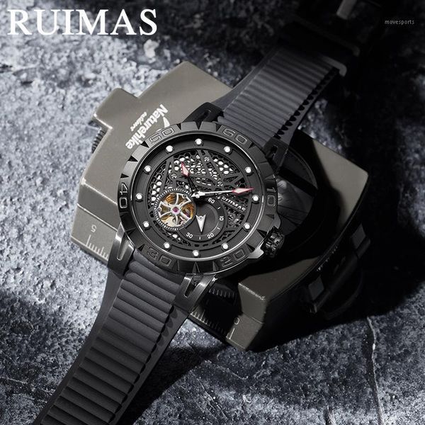 

men's watches skeleton automatic mechanical watch for men waterproof wristwatch 6772 black wristwatches, Slivery;brown