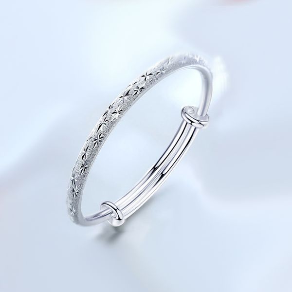 

s925 sterling silver bracelet smooth adjustable lovers style, Golden;silver