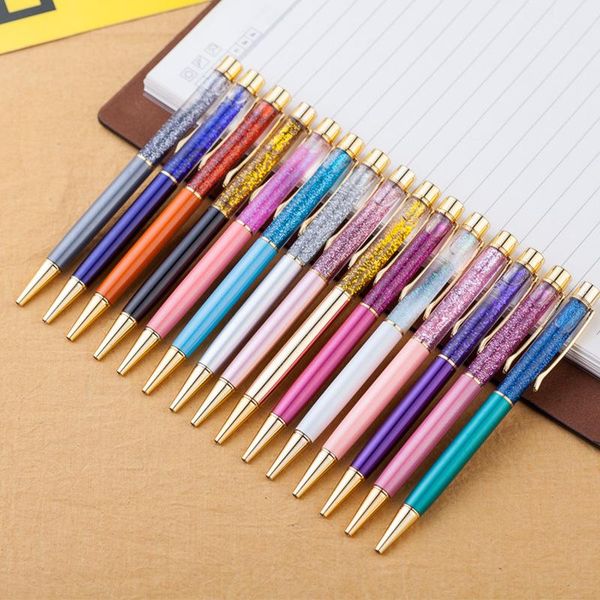 

ballpoint pens 10pcs/lot creative metal pen crystal gold 24k high-grade foil oil, Blue;orange