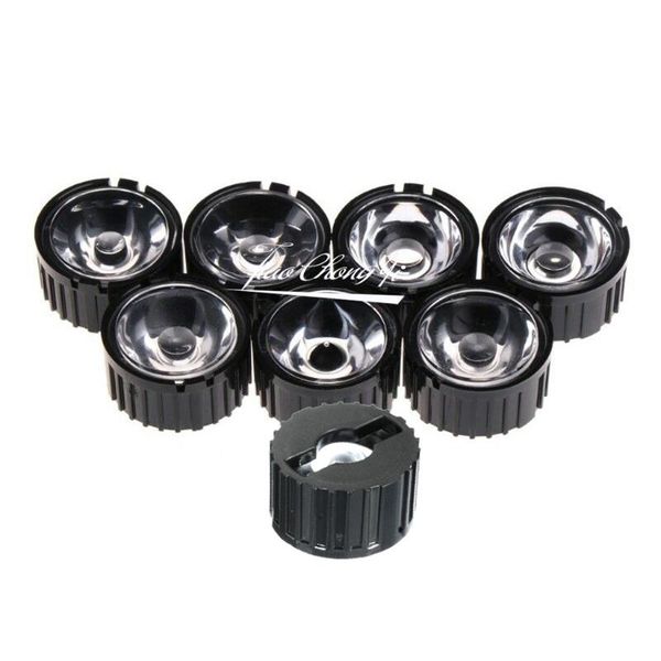 

light beads 5/8/15/25/30/45/60/90/120 degrees led lens with black holder for 1w 3w 5w high power lamp 10pcs