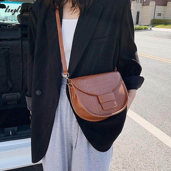 

shoulder bags longlight lady woman half-moon shoulderbag crocodile pattern crossbody women semicircle casual