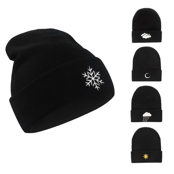 

beanies winter hats for women men weather sun cloud snowflake knitted hat girls autumn female warm bonnet hip hop caps