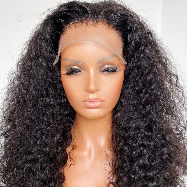 

costume accessories 180% density 26 inch long synthetic lace front wig black kinky curly with baby hair for women daily heat resistant, Silver
