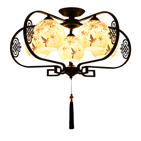 

ceiling lights chinese painting ceramic lamp living room dining bedroom retro creative led chandelier