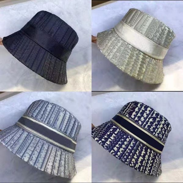 

designer cap bucket hat fashion casquette men women luxury fitted hats straw sun caps 4 colors d041, Blue;gray