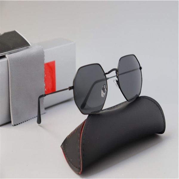 

sunglasses fashionable sun frames mirror 1pcs uv400 men polygon sunglasses women vintage sport driving sun glasses goggle with cases and box, Black
