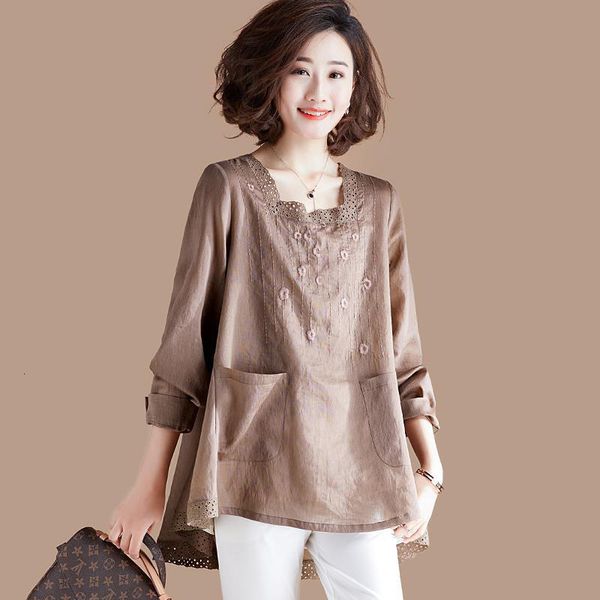 

t shirts spring korea fashion women long sleeve square collar loose t-shirt vintage embroidery casual tee shirt femme s844 35at, White