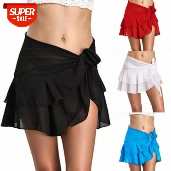 

hirigin women lace chiffon tutu sundress beach bikini cover ups ladies swimwear sarong wrap pareo skirt swimsuit bathing suit #iq18, White;black