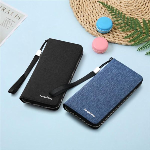 

wallets fashion canvas long wallet business zip coin clutch card holder checkbook purse large capacity handbag, Red;black