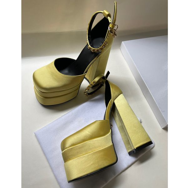 

2022 high heel platform sandals european celebrity street fashion knotted leather open toe shoes ankle strappy summer gladiator sandals size, Black