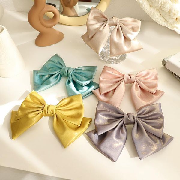 

hair clips & barrettes spring hairpin fashion bright silk bow ornament back of the head horsetail clip women's headdress e115, Golden;silver