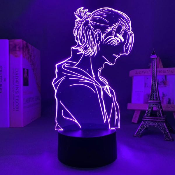 

night lights dropshipp led light anime attack on titan 4 eren yeager figure for bedroom decor kids birthday gift shingeki no kyojin