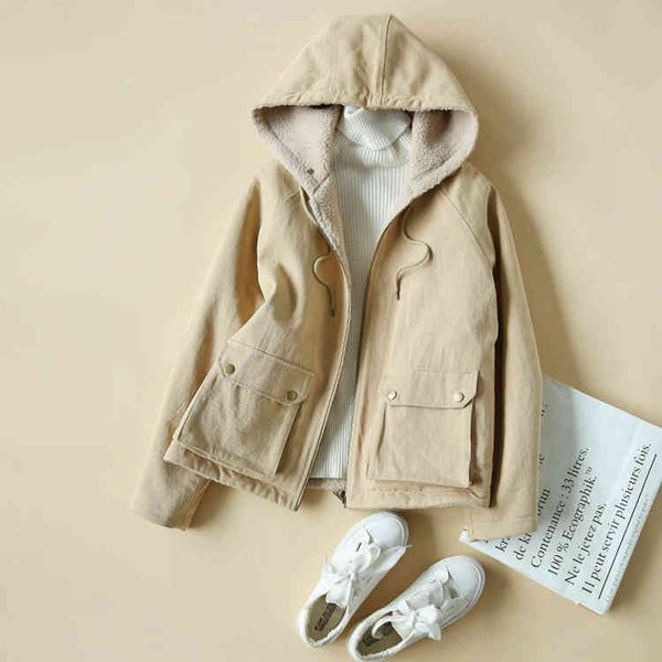 

zoj quality double faced lamb 2021 autumn winter et hooded short coat fashion women's wear, Black;brown