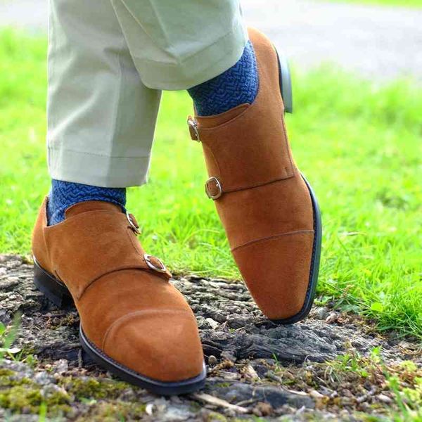 

slippers moda masculina tendÃªncia retro all-match vestido sapatos de camurÃ§a chocolate clÃ¡ssico do do pÃ© quadrado fivela dupla negÃ³cios casu, Black