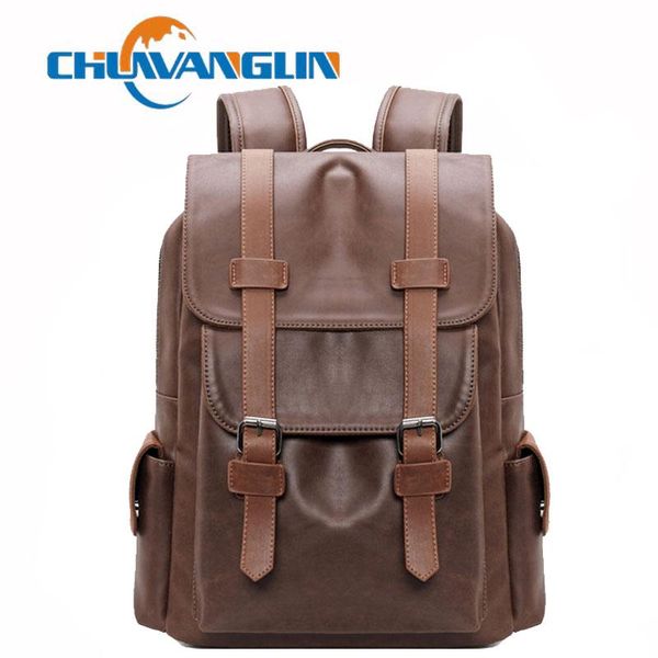 

backpack chuwanglin vintage leather male bookbag men's lapbackpacks simple mochila hombre man bags z1820