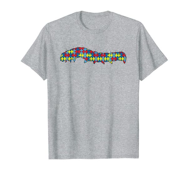 

caterpillar autism awareness kids moth puzzle day mom gift t-shirt, White;black