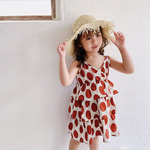 

pattern polka dot girls summer dress size 8 kids dress for girl beach dresses children sleeveless tutu dress costume, White