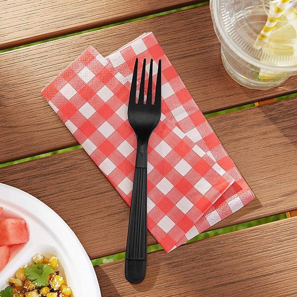 

heavy-duty plastic fork, black tableware, 200 pc, disposable tableware forks
