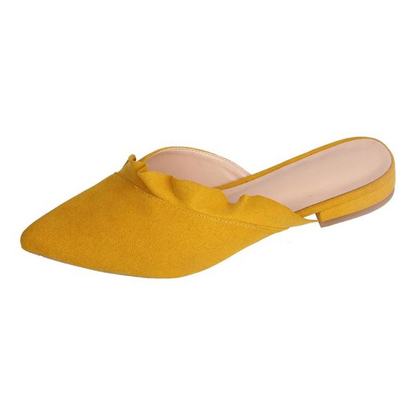 

maguidern women flat shoes, fashion ruffles mules slippers flats casual velvet backless slip on loafers size us 4 to15, Black