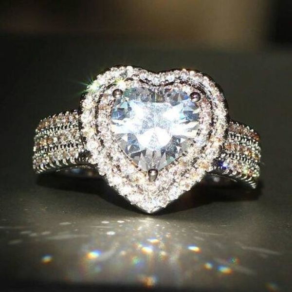

pink love electric color separation boutique women's ring zircon diamond, Silver