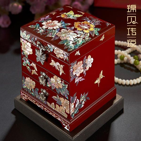 

storage boxes & bins mother-of-pearl lacquer wooden jewellery box wedding princess european valentine's day gift