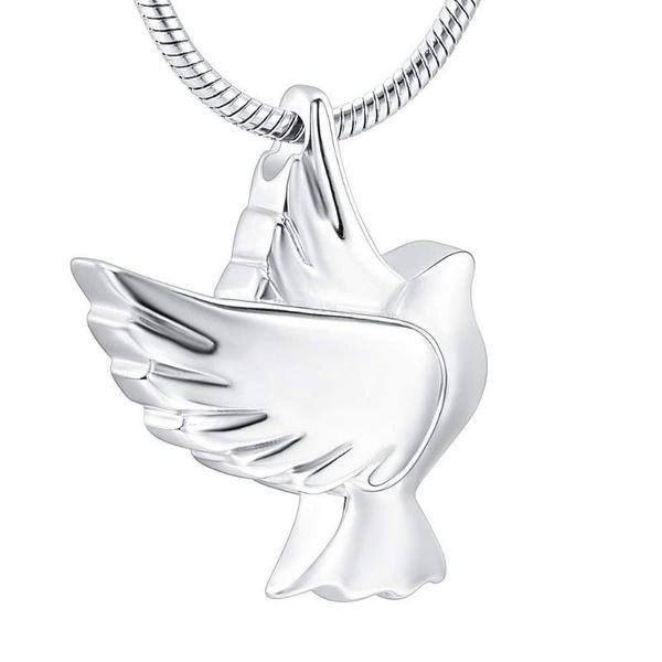 

cremation urn necklace pendant for ashes keepsake memorial peace pigeon chains, Silver