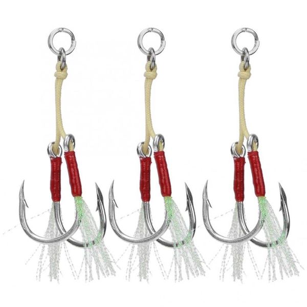 

fishing hooks 3pcs sea hook artificial lure saltwater bait with barb tackle accessory