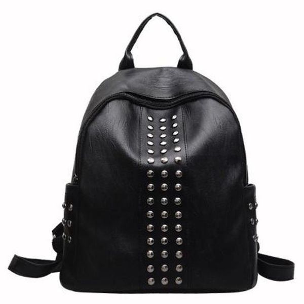 

backpack ladies shoulder bag fashion pu leather rivet large capacity casual wild