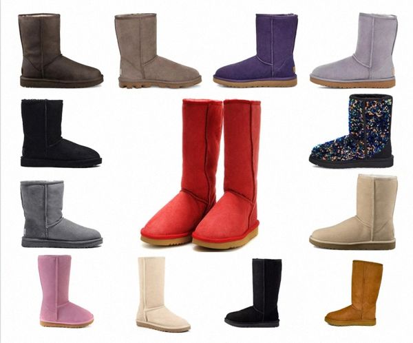 2021 tasarımcı klasik wgg botları kısa ayakkabı bailey yay uzun boylu düğme üçüzü avustralya bayan kadın boot kış kar Avustralya kürk tüylü patik EUR35-42 x0le #