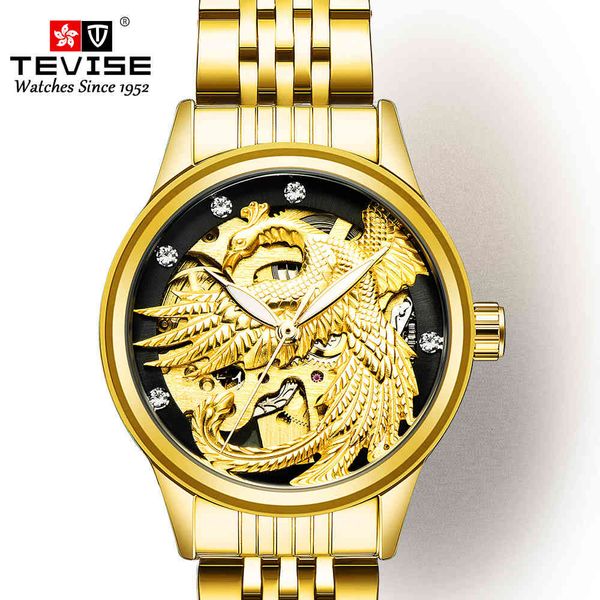 

watch swiss tevise luminous waterproof automatic mechanical women's dragon phoenix couple 3, Slivery;brown