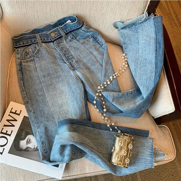 

women's pants & capris woman jeans high waist clothes blue streetwear korean vintage quality 2021 summer fashion harajuku straight deni, Black;white
