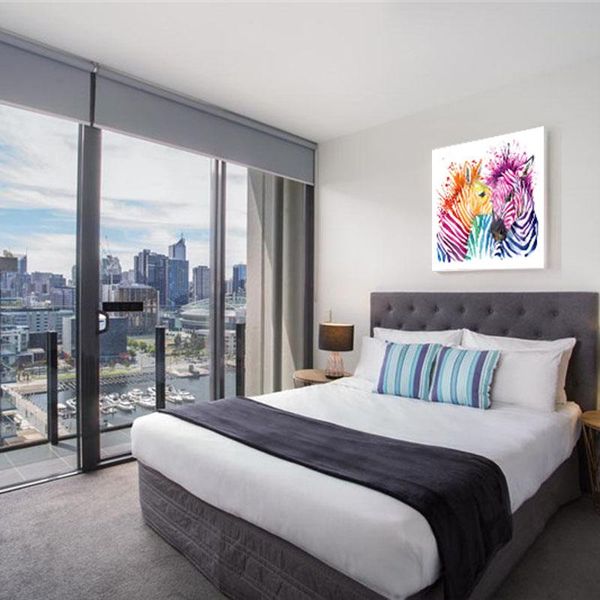 

paintings fashion modern abstract animals printed rainrow zebra poster oil painting on canvas picture wall art for living room home deco