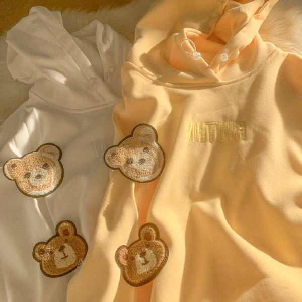 

women's hoodies & sweatshirts cute bear letter embroidery women sweatshirt long sleeve clothes for teens 2021 autumn japanese fashion, Black