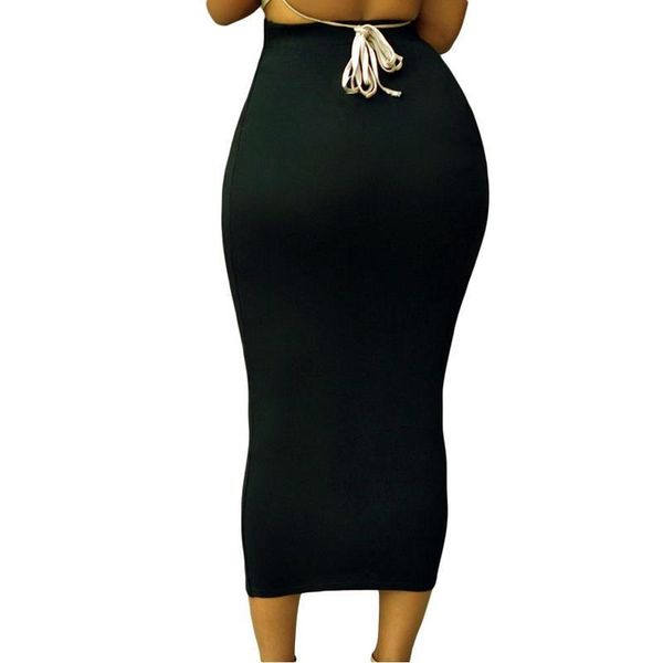 

skirts women solid elastic waist slim pencil 2021 summer fashion casual high skirt long bodycon stretchy maxi, Black